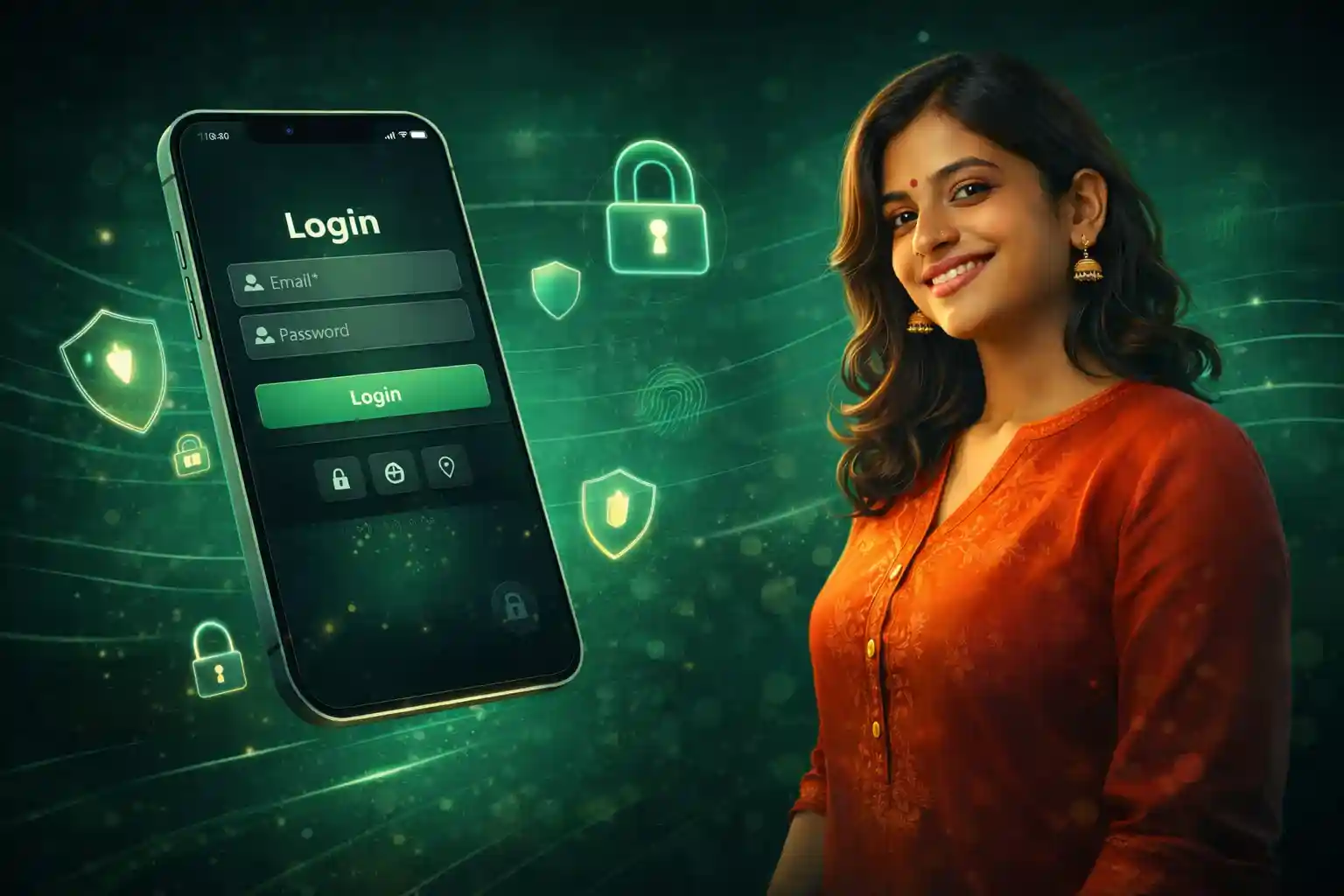 Bangladesh user logging into casino app with security icons